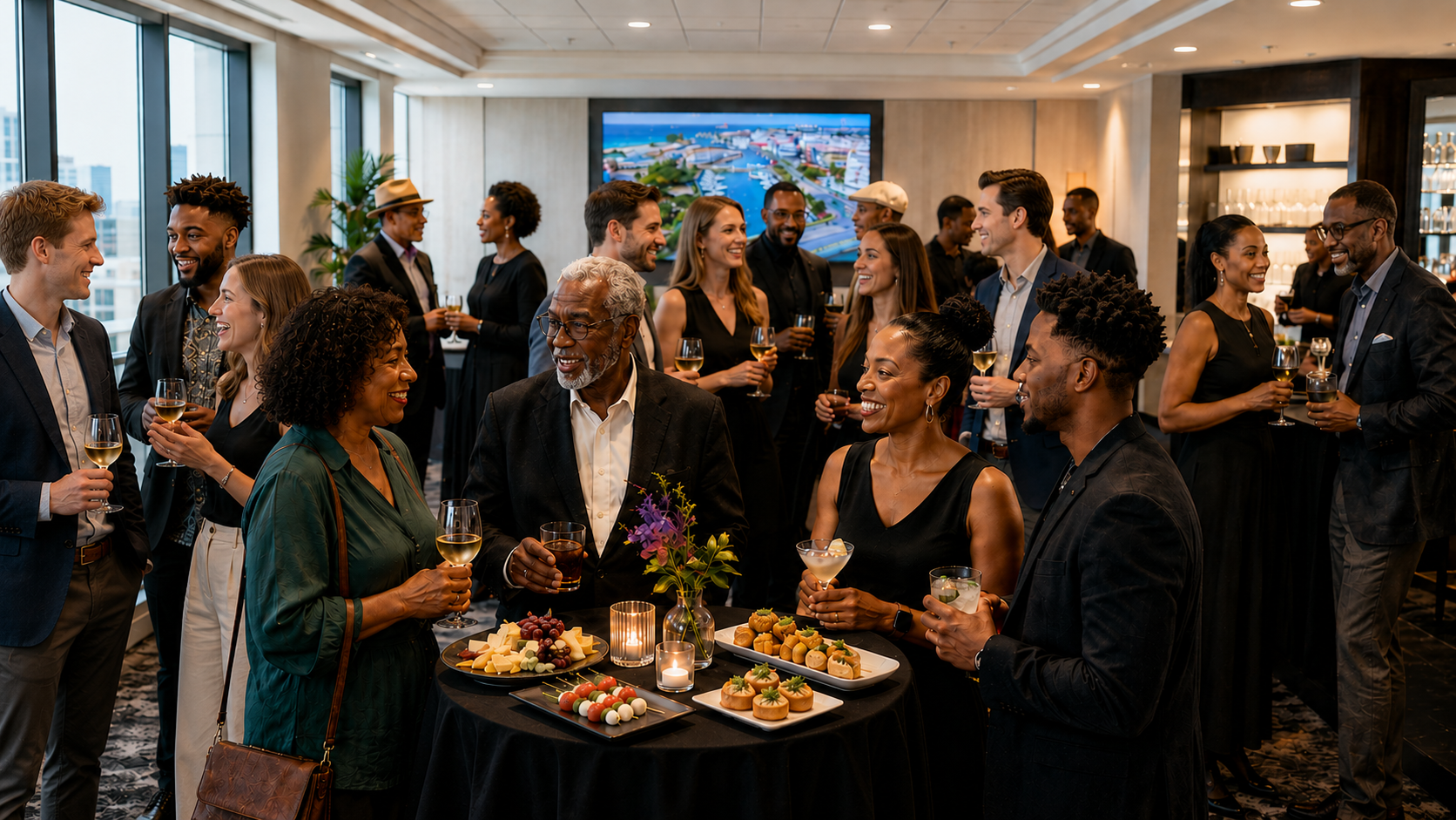 Guests mingling at the Welcome Reception